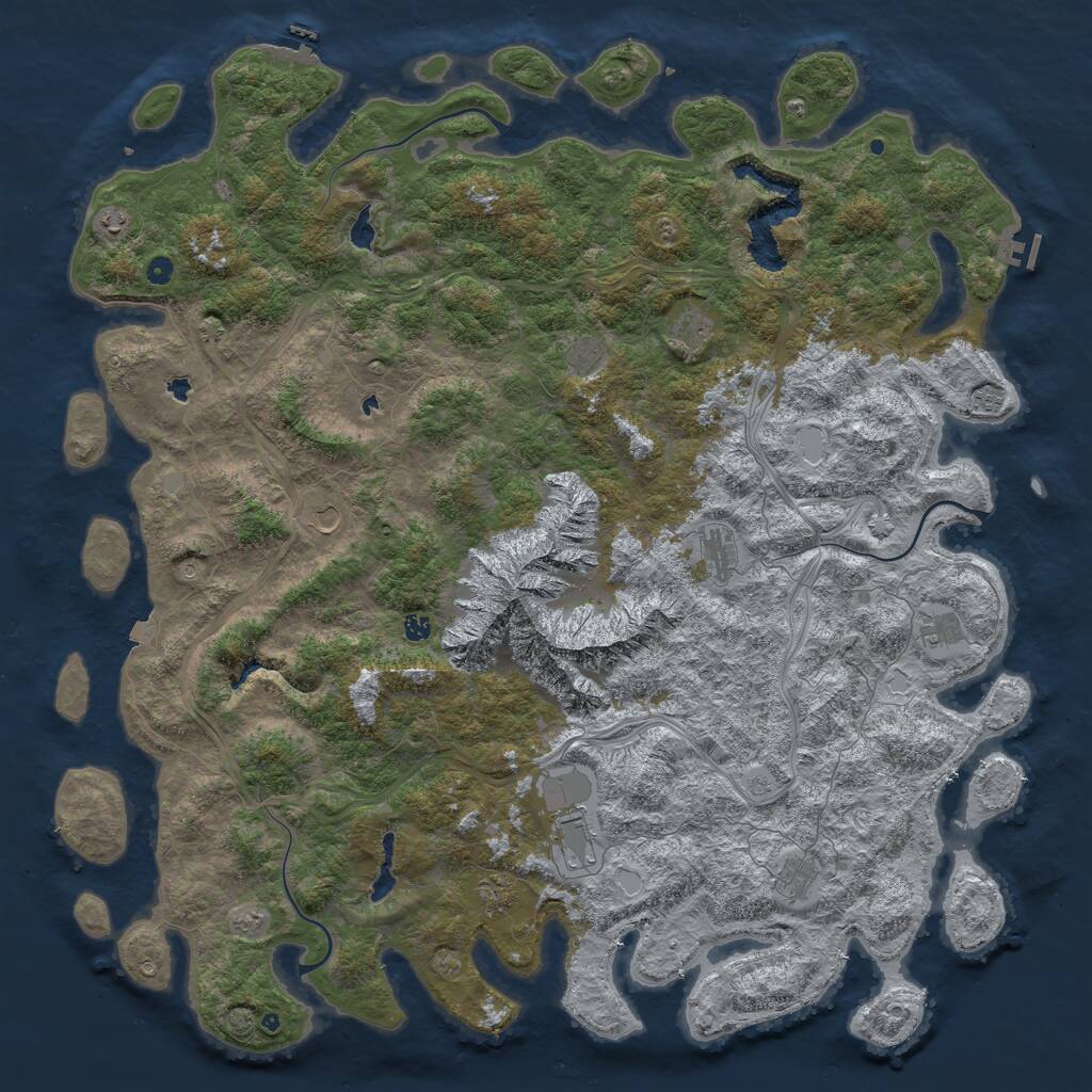 Rust Map: Procedural Map, Size: 6000, Seed: 549821, 17 Monuments