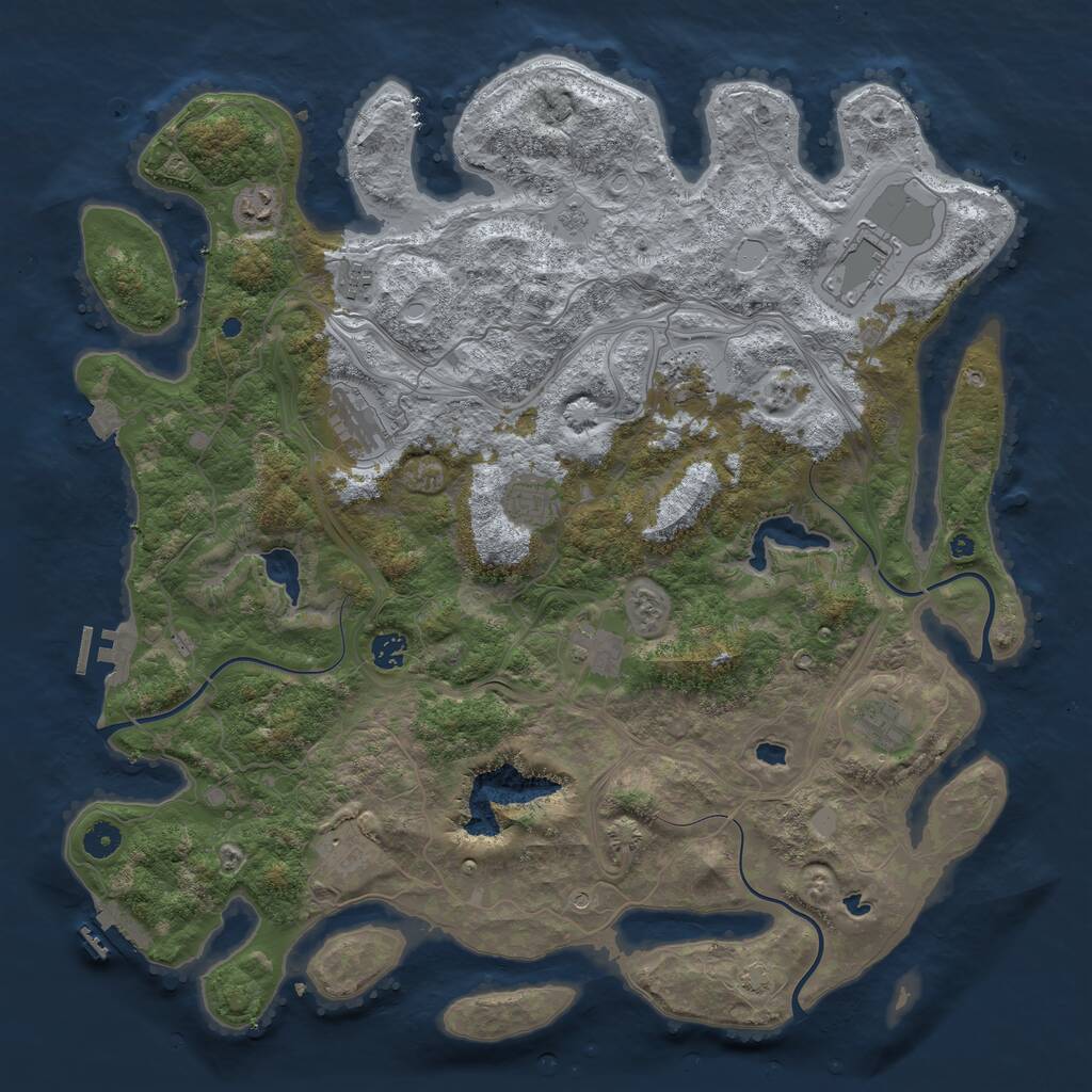 Rust Map: Procedural Map, Size: 4500, Seed: 1715662783, 16 Monuments