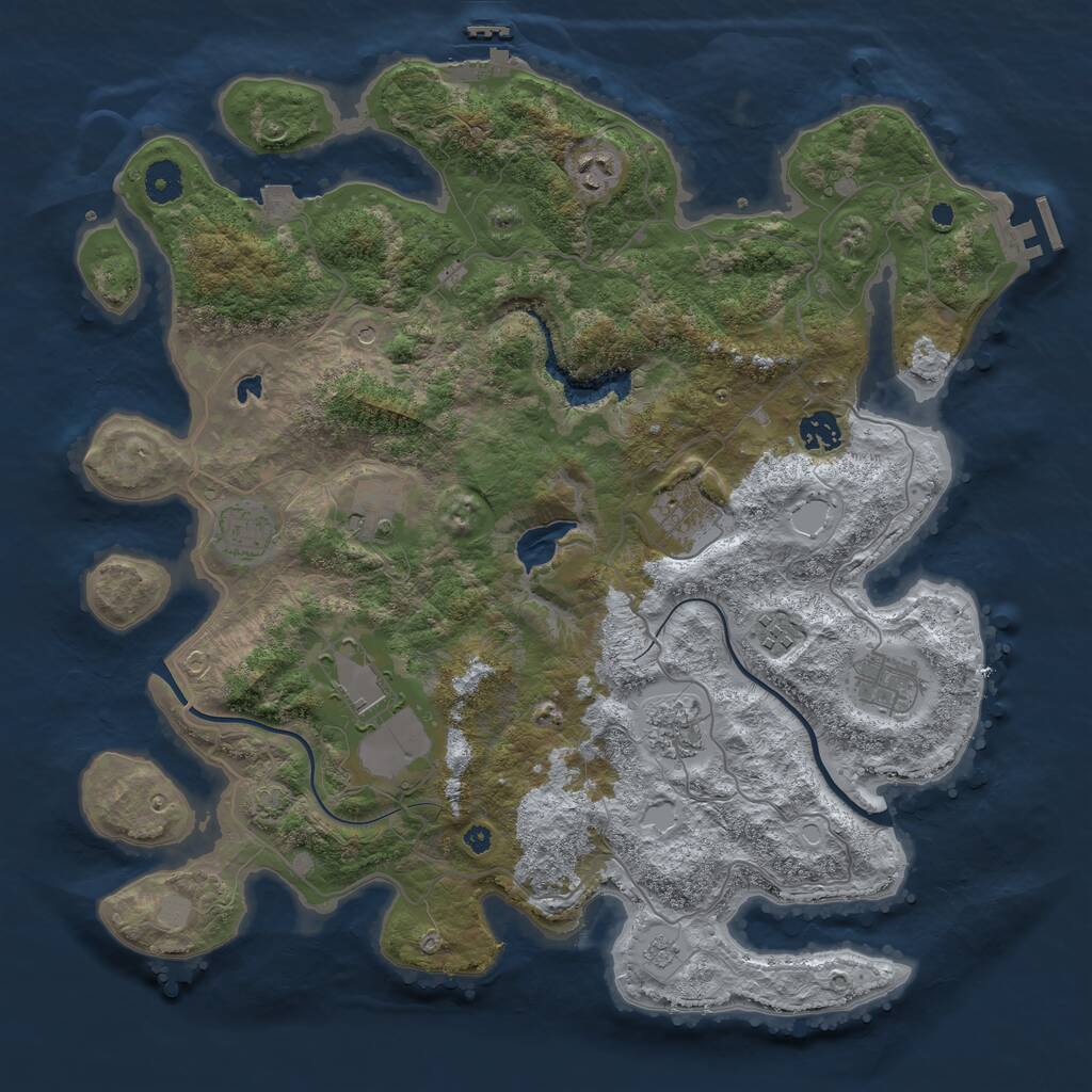 Rust Map: Procedural Map, Size: 4000, Seed: 1129418553, 15 Monuments