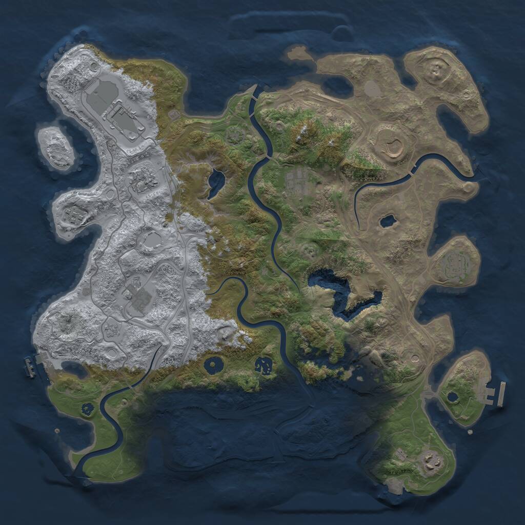 Rust Map: Procedural Map, Size: 4250, Seed: 551582195, 16 Monuments