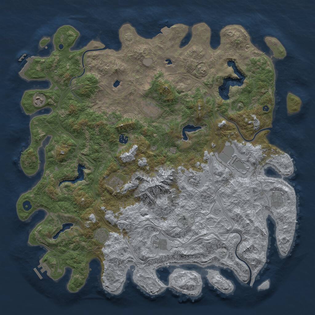 Rust Map: Procedural Map, Size: 5000, Seed: 12433133, 16 Monuments