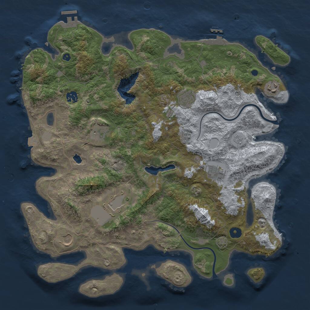 Rust Map: Procedural Map, Size: 4000, Seed: 1187575315, 14 Monuments