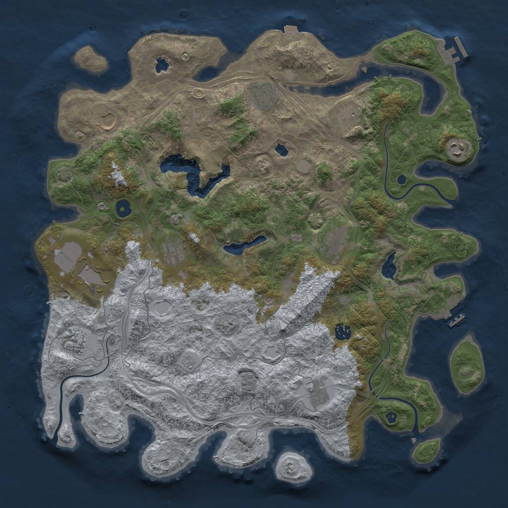 Rust Map: Procedural Map, Size: 4500, Seed: 879105041, 17 Monuments