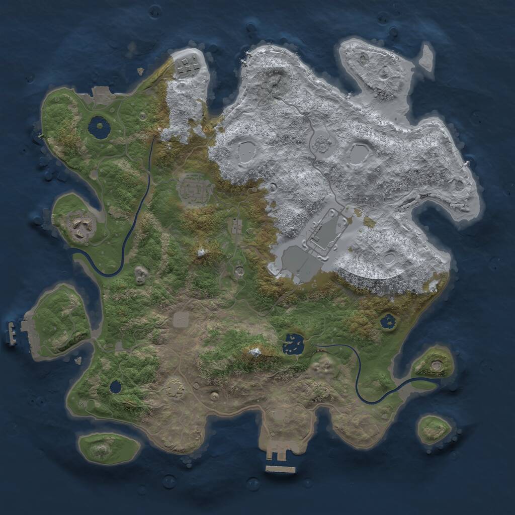 Rust Map: Procedural Map, Size: 3500, Seed: 148269062, 11 Monuments