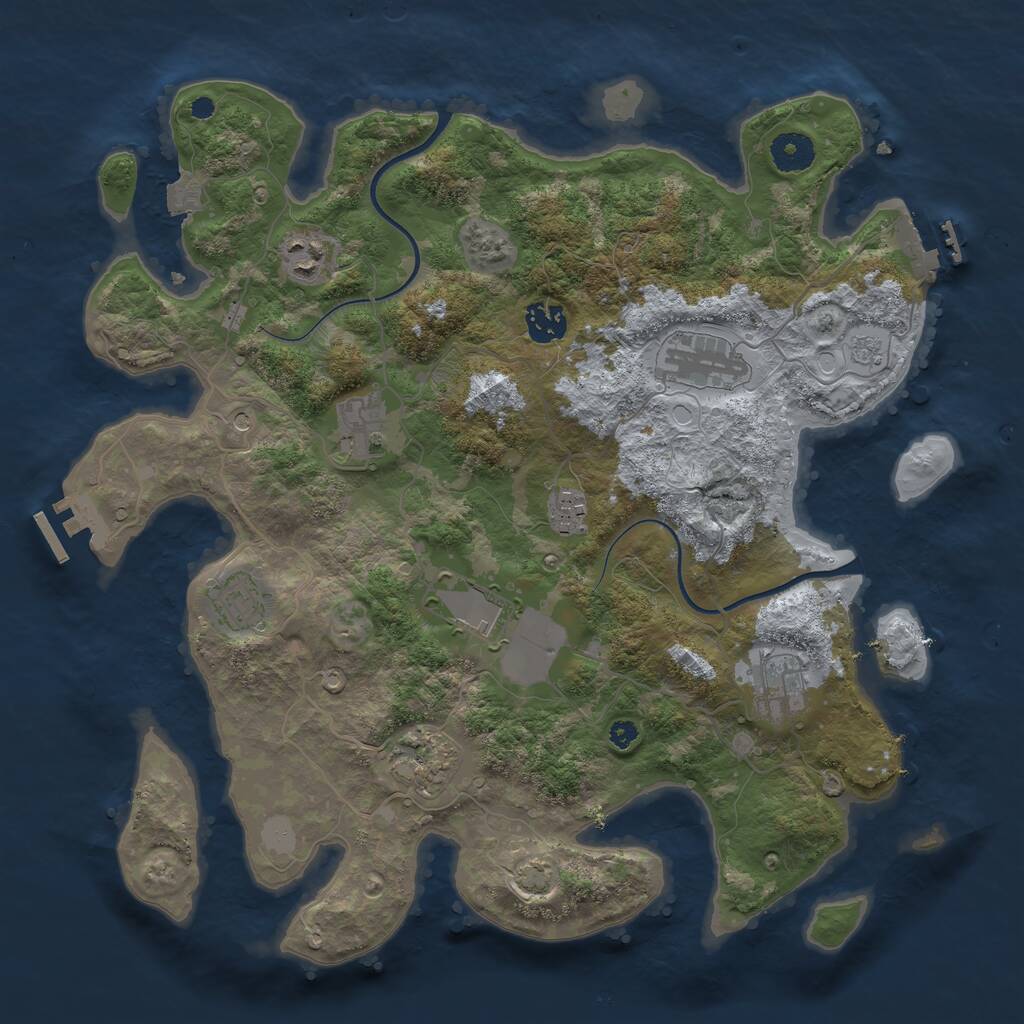 Rust Map: Procedural Map, Size: 3700, Seed: 990342145, 15 Monuments
