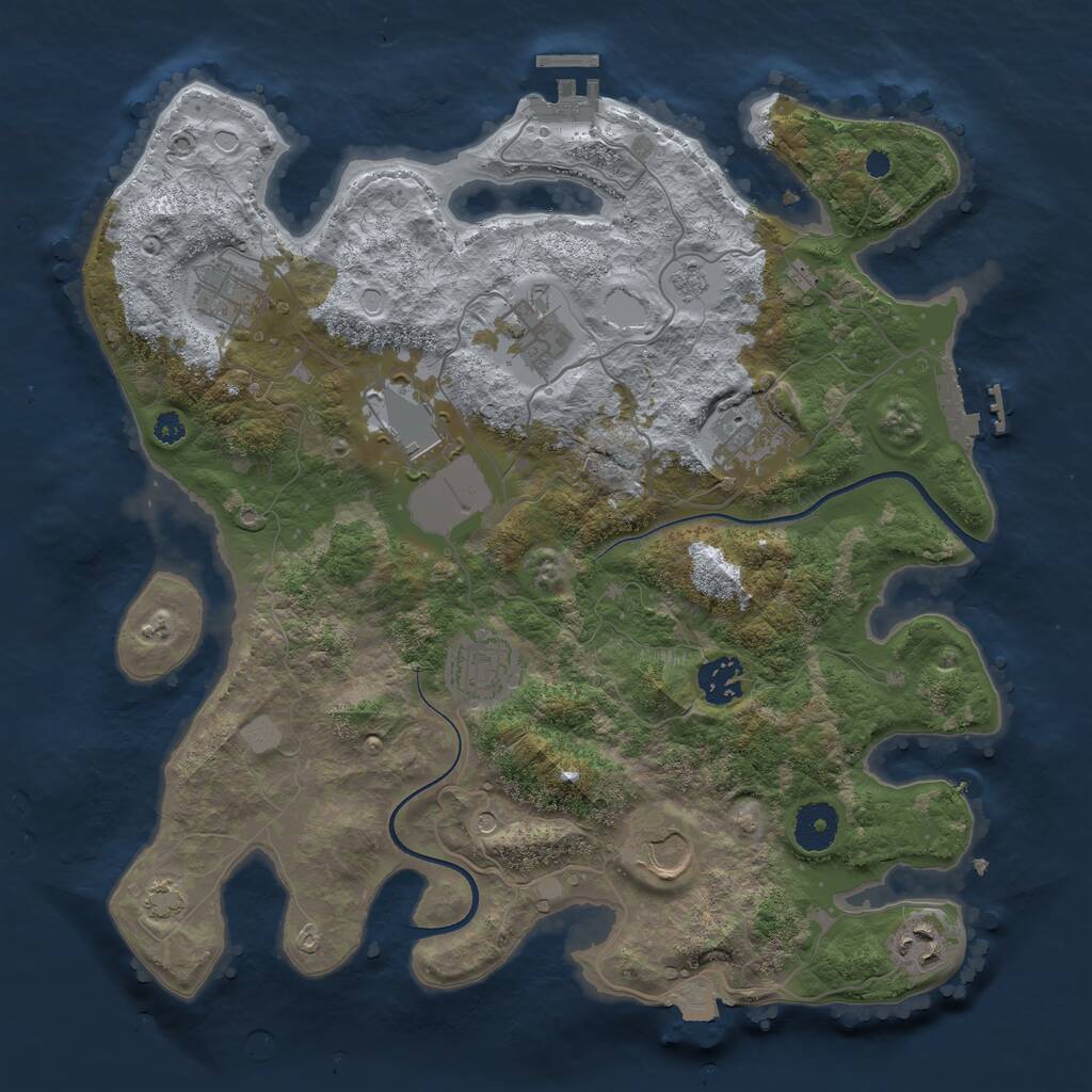 Rust Map: Procedural Map, Size: 3500, Seed: 868598526, 14 Monuments