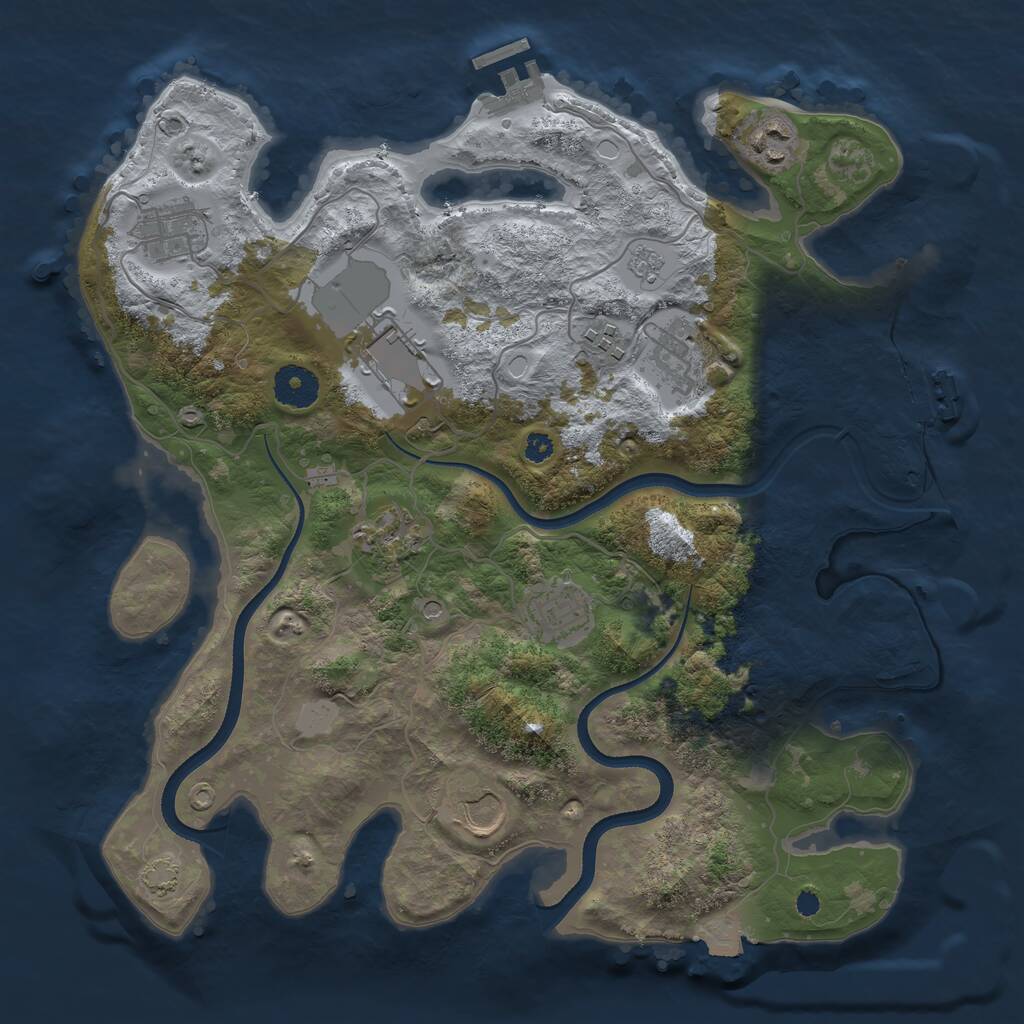 Rust Map: Procedural Map, Size: 3500, Seed: 868598526, 14 Monuments