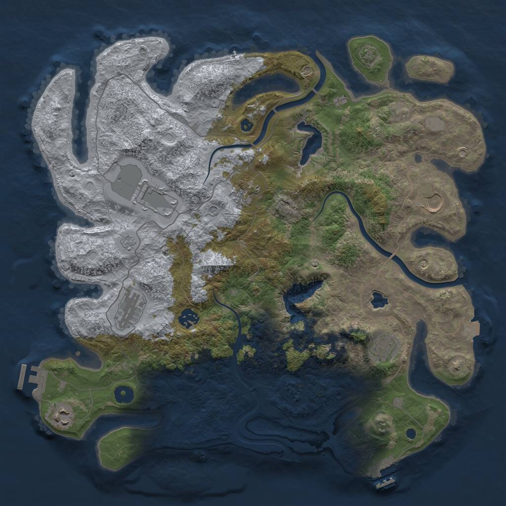Rust Map: Procedural Map, Size: 4000, Seed: 299283557, 14 Monuments