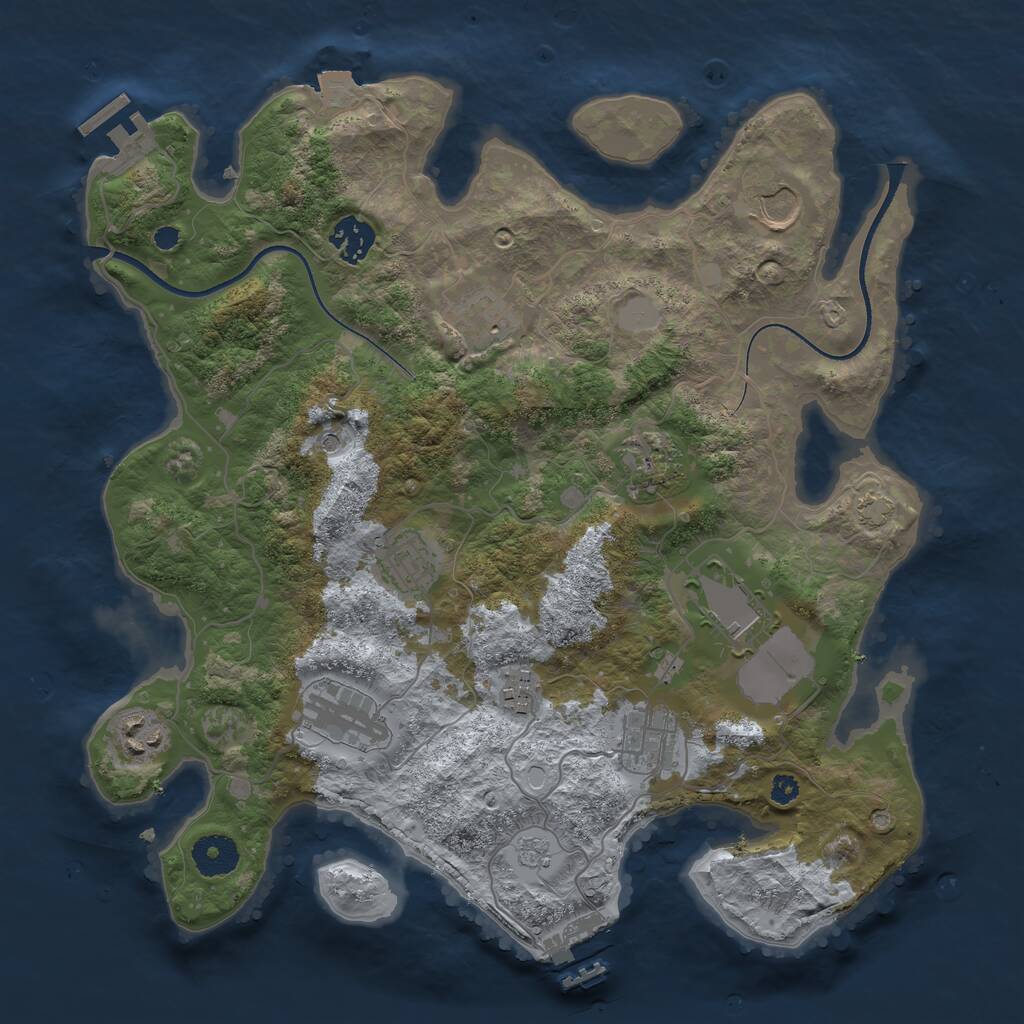 Rust Map: Procedural Map, Size: 3500, Seed: 943132251, 16 Monuments