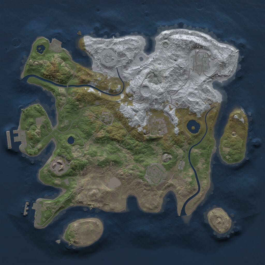 Rust Map: Procedural Map, Size: 3000, Seed: 173384918, 9 Monuments