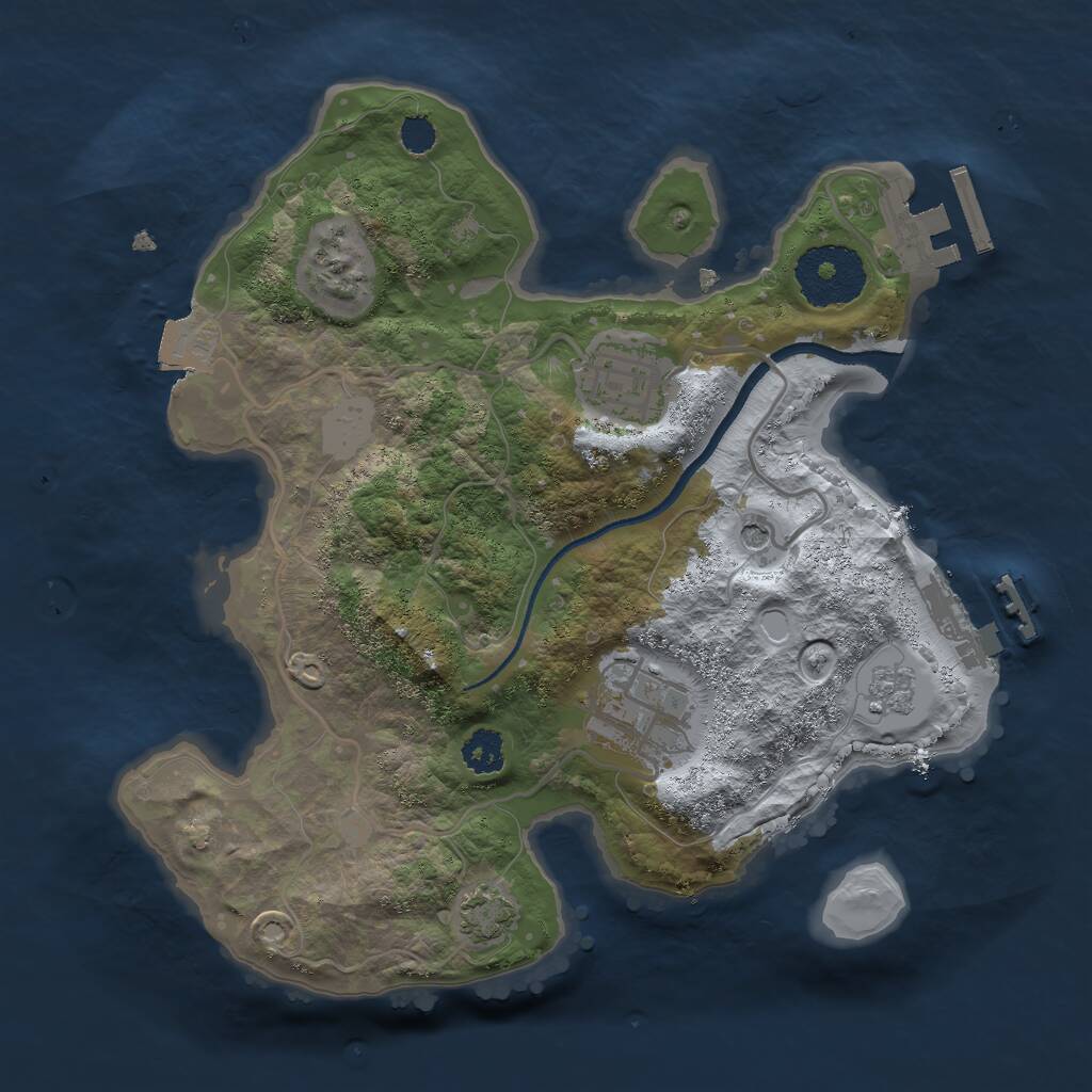 Rust Map: Procedural Map, Size: 2500, Seed: 271944, 8 Monuments