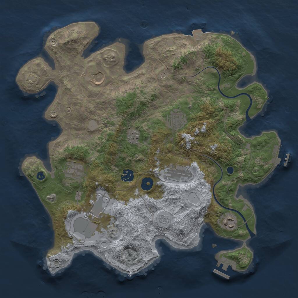 Rust Map: Procedural Map, Size: 3500, Seed: 608614971, 14 Monuments