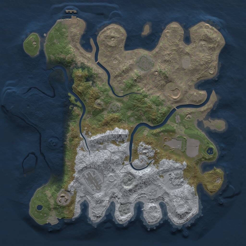 Rust Map: Procedural Map, Size: 3500, Seed: 1573403130, 13 Monuments