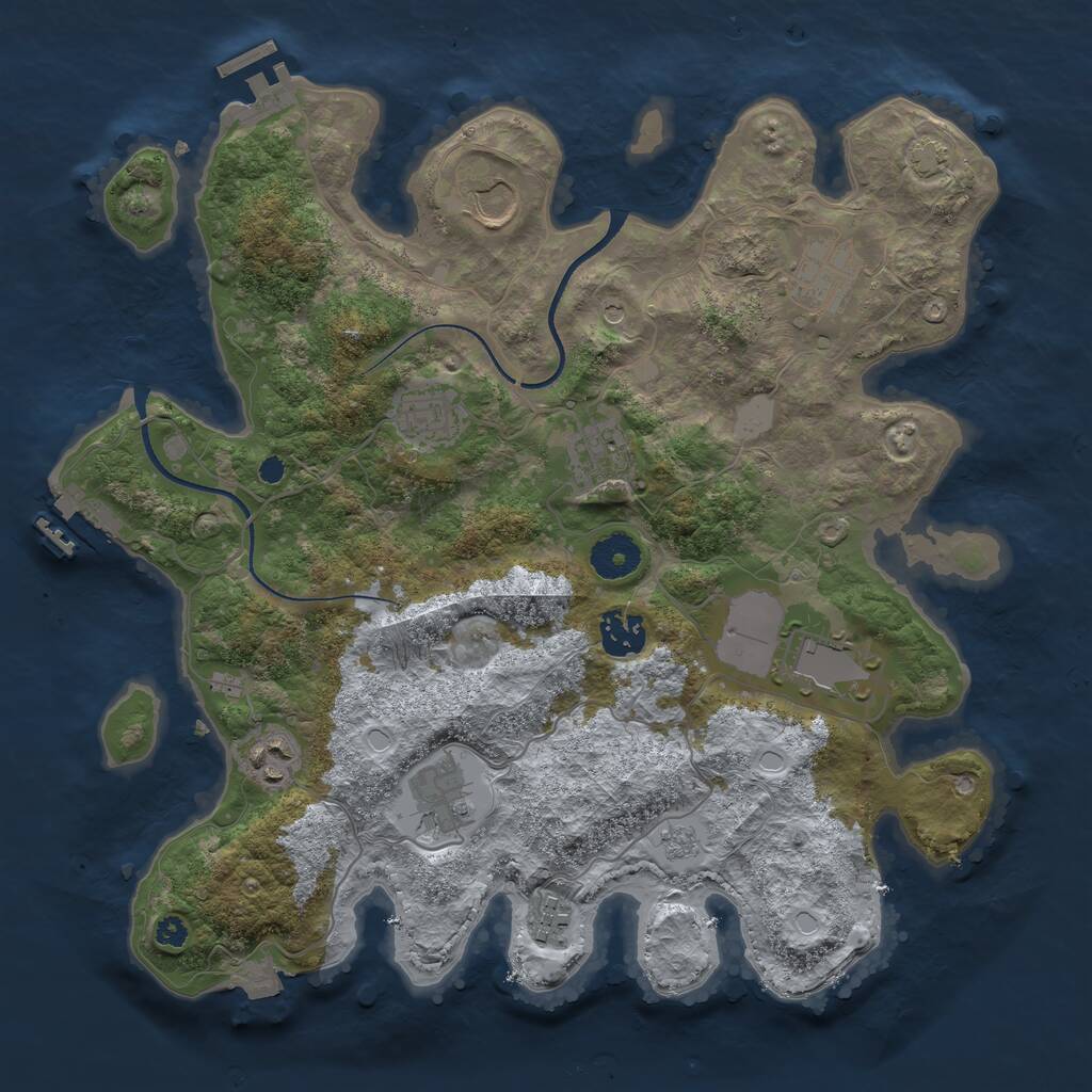 Rust Map: Procedural Map, Size: 3500, Seed: 1573403130, 15 Monuments