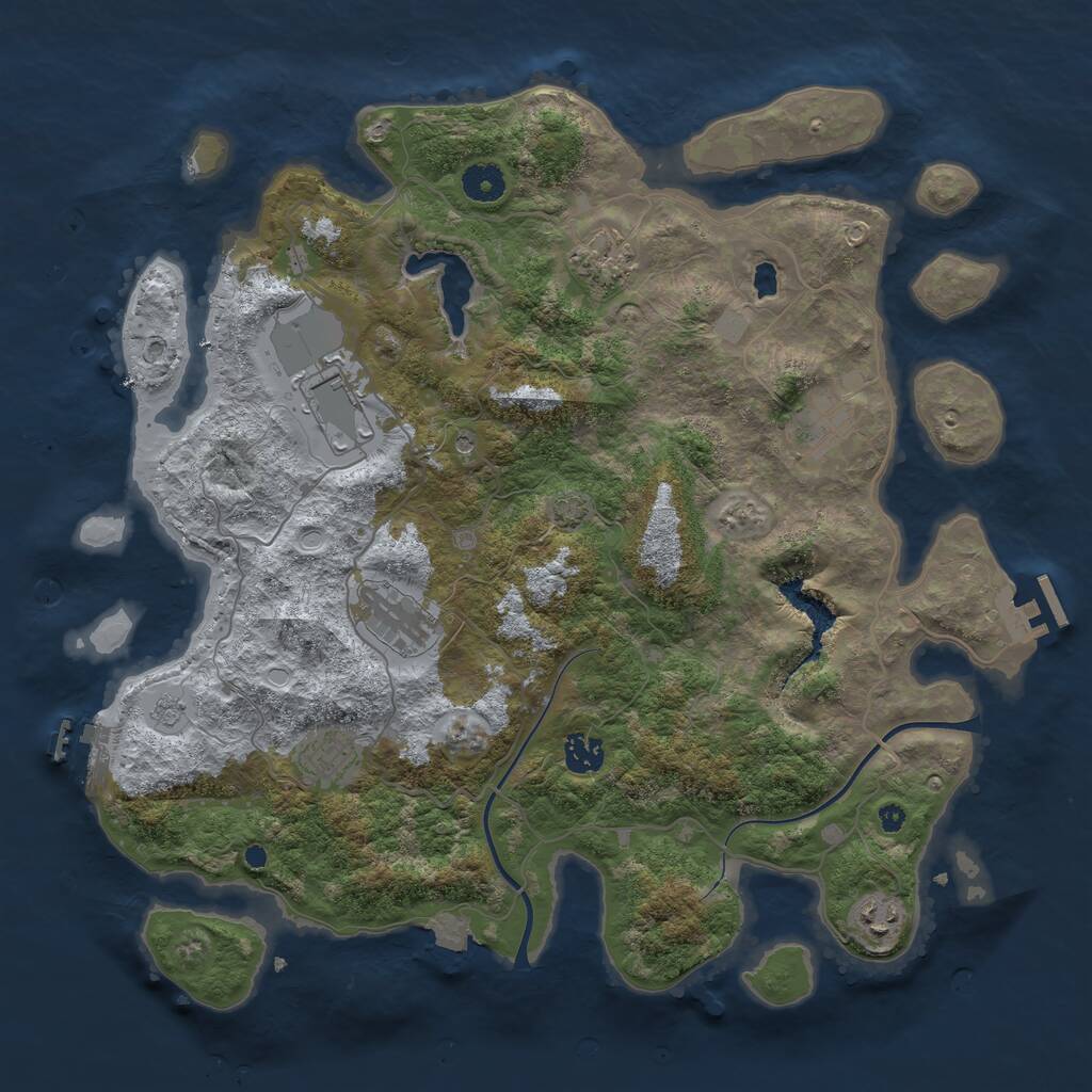 Rust Map: Procedural Map, Size: 4000, Seed: 965986192, 13 Monuments