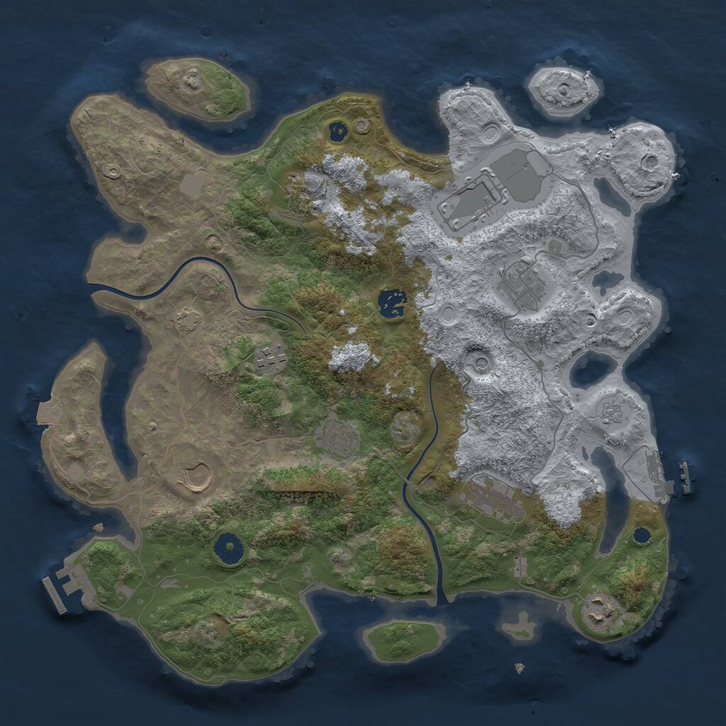 Rust Map: Procedural Map, Size: 3700, Seed: 980518737, 15 Monuments