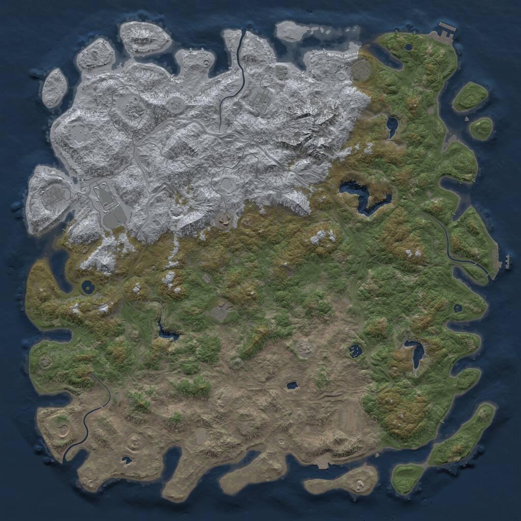 Rust Map: Procedural Map, Size: 6000, Seed: 268623191, 19 Monuments