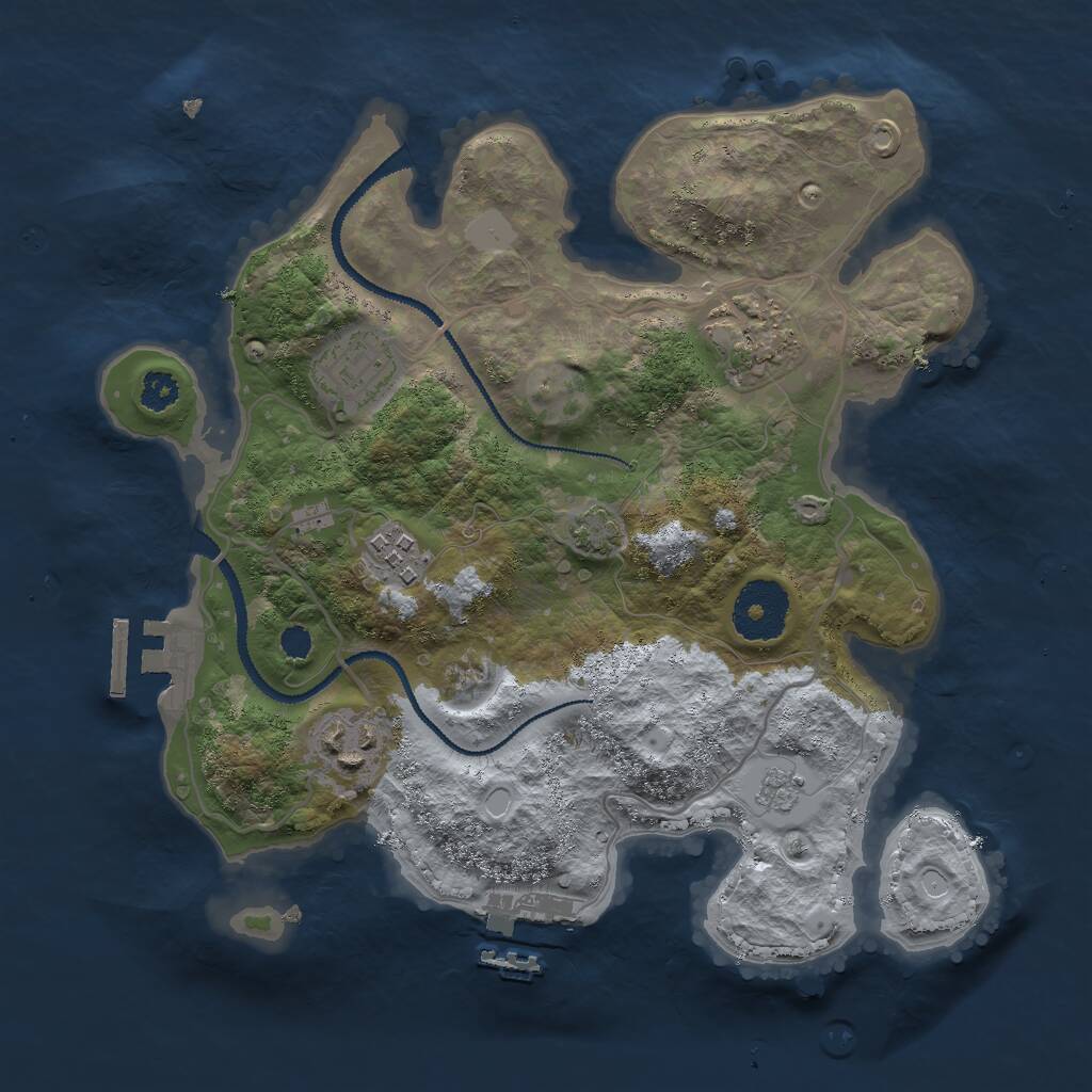 Rust Map: Procedural Map, Size: 2800, Seed: 55151, 9 Monuments