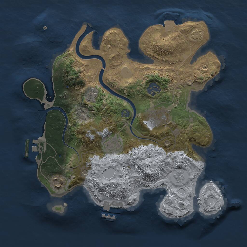 Rust Map: Procedural Map, Size: 2800, Seed: 55151, 13 Monuments