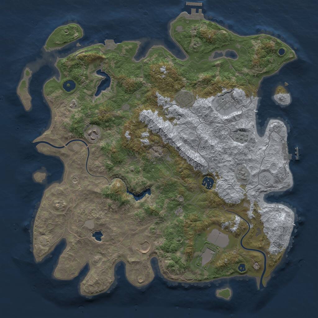 Rust Map: Procedural Map, Size: 4000, Seed: 38833, 13 Monuments