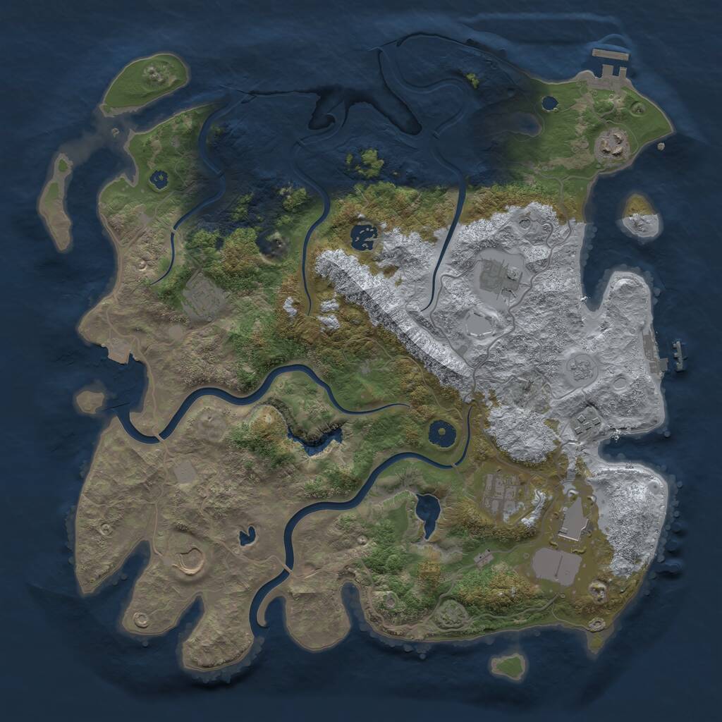 Rust Map: Procedural Map, Size: 4000, Seed: 38833, 16 Monuments