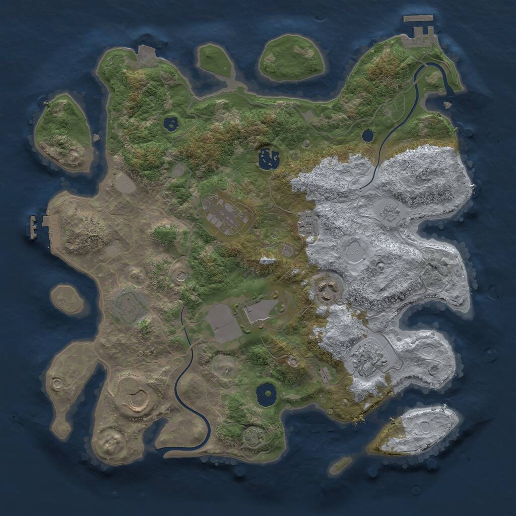 Rust Map: Procedural Map, Size: 3500, Seed: 2063304805, 14 Monuments