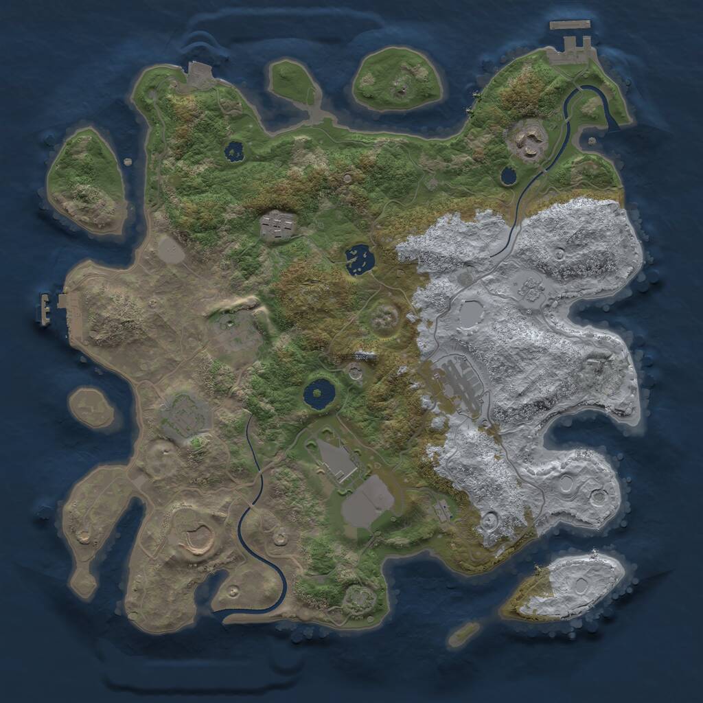 Rust Map: Procedural Map, Size: 3500, Seed: 2063304805, 16 Monuments