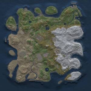 Thumbnail Rust Map: Procedural Map, Size: 3500, Seed: 2063304805, 14 Monuments