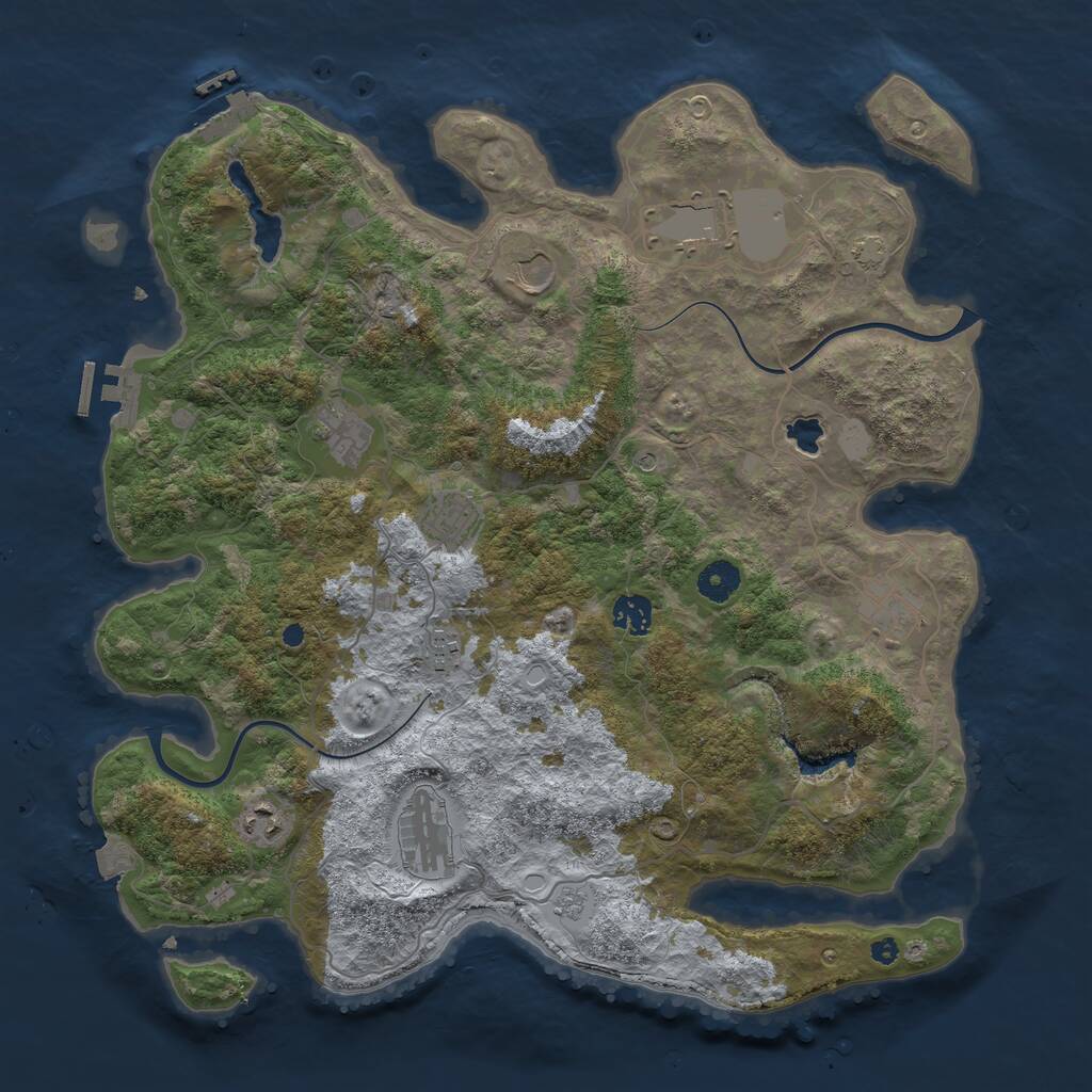 Rust Map: Procedural Map, Size: 4000, Seed: 2069127077, 17 Monuments