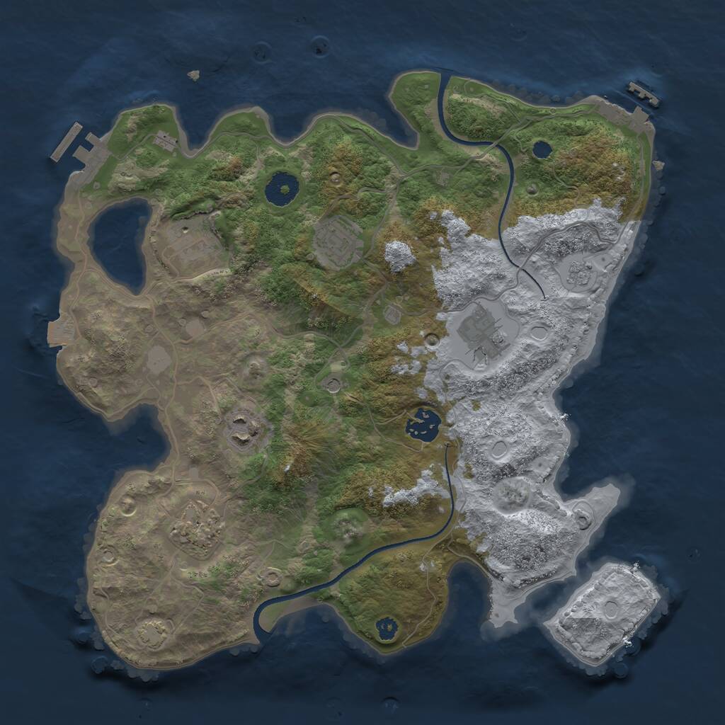 Rust Map: Procedural Map, Size: 3300, Seed: 283308536, 12 Monuments