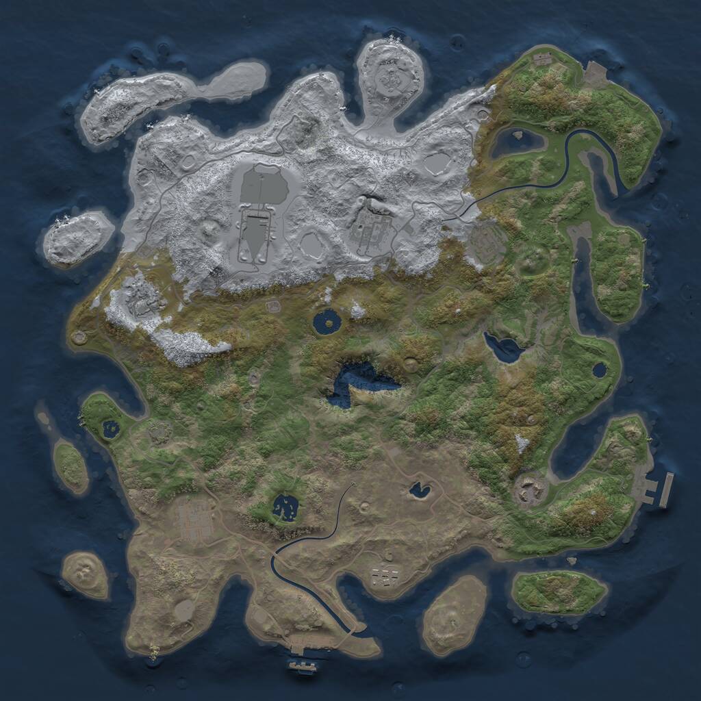 Rust Map: Procedural Map, Size: 4000, Seed: 344667168, 14 Monuments