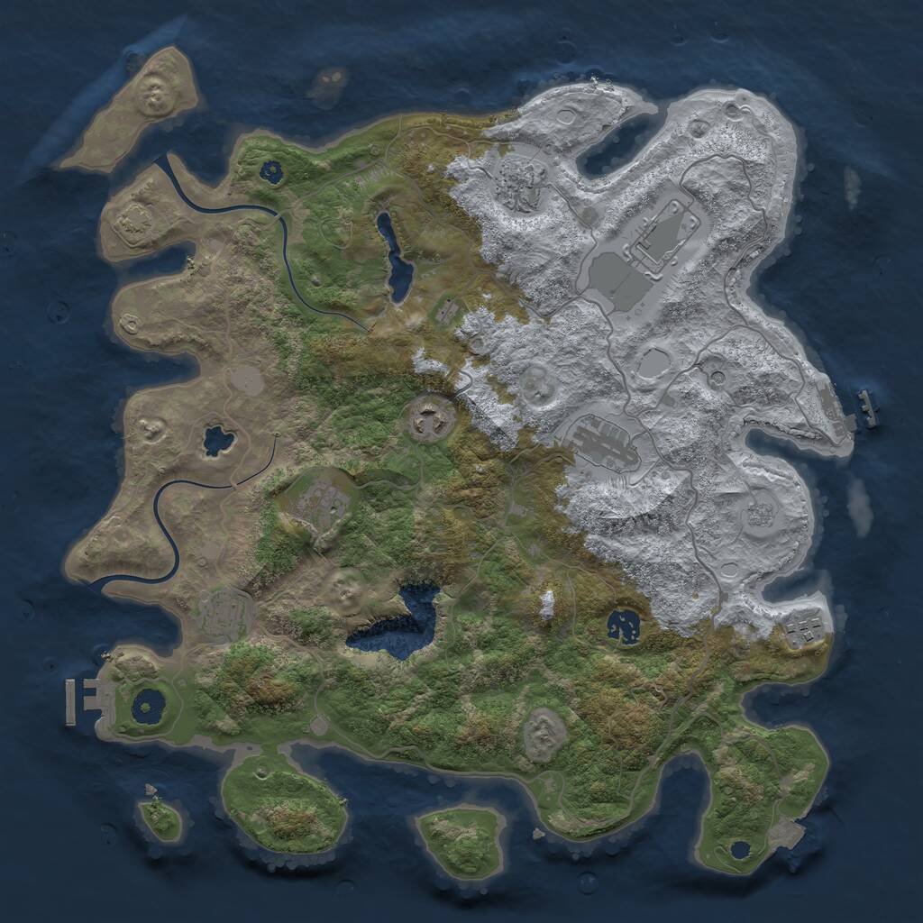 Rust Map: Procedural Map, Size: 4000, Seed: 891408930, 14 Monuments