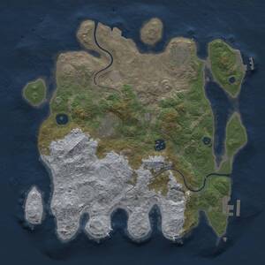 Thumbnail Rust Map: Procedural Map, Size: 3300, Seed: 837129654, 10 Monuments