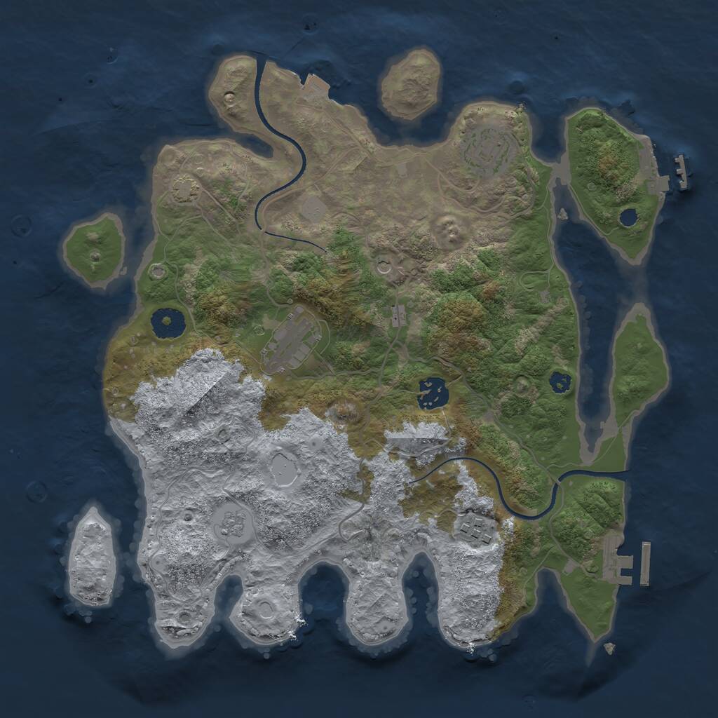 Rust Map: Procedural Map, Size: 3300, Seed: 837129654, 10 Monuments