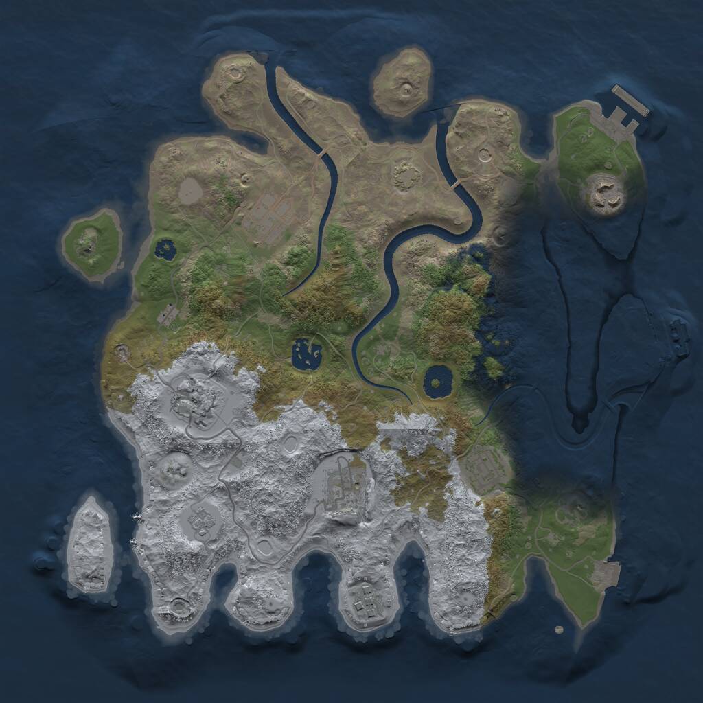 Rust Map: Procedural Map, Size: 3300, Seed: 837129654, 13 Monuments
