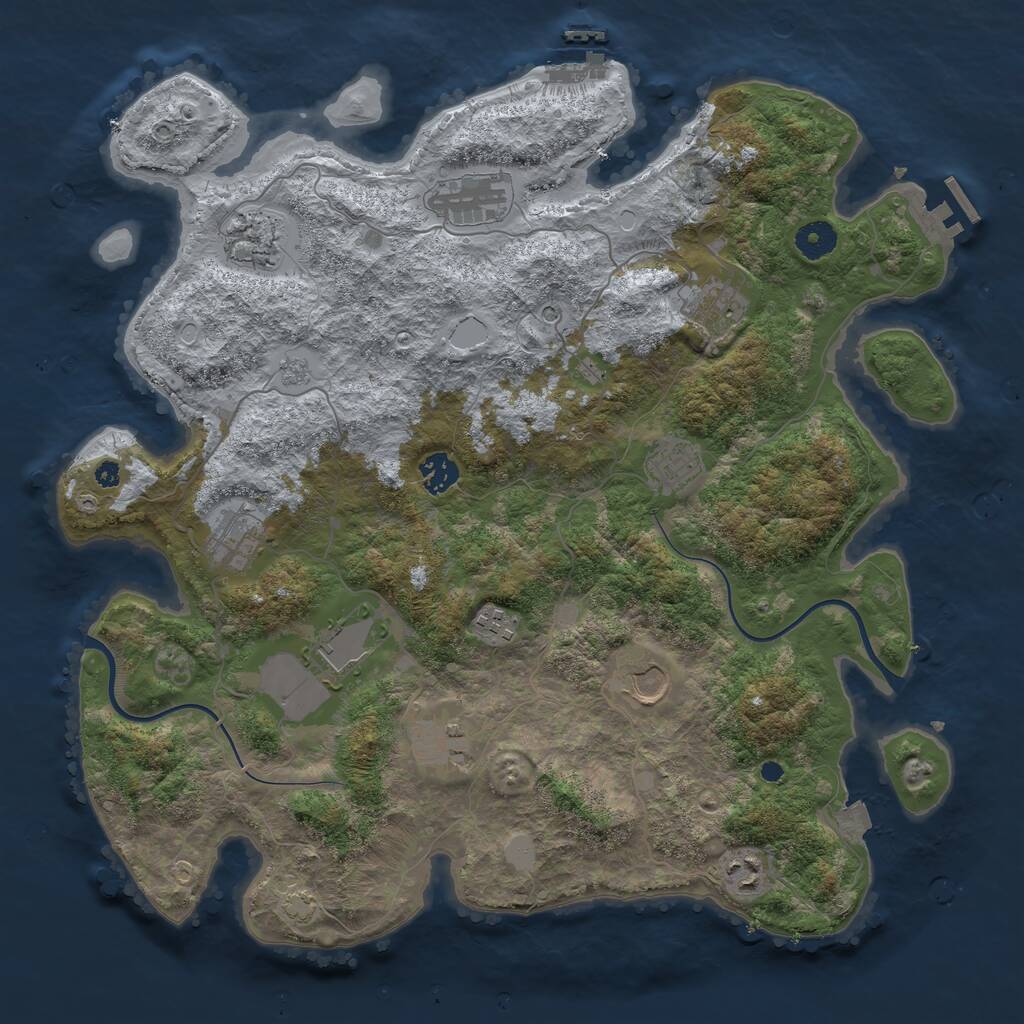 Rust Map: Procedural Map, Size: 3950, Seed: 1506199112, 17 Monuments