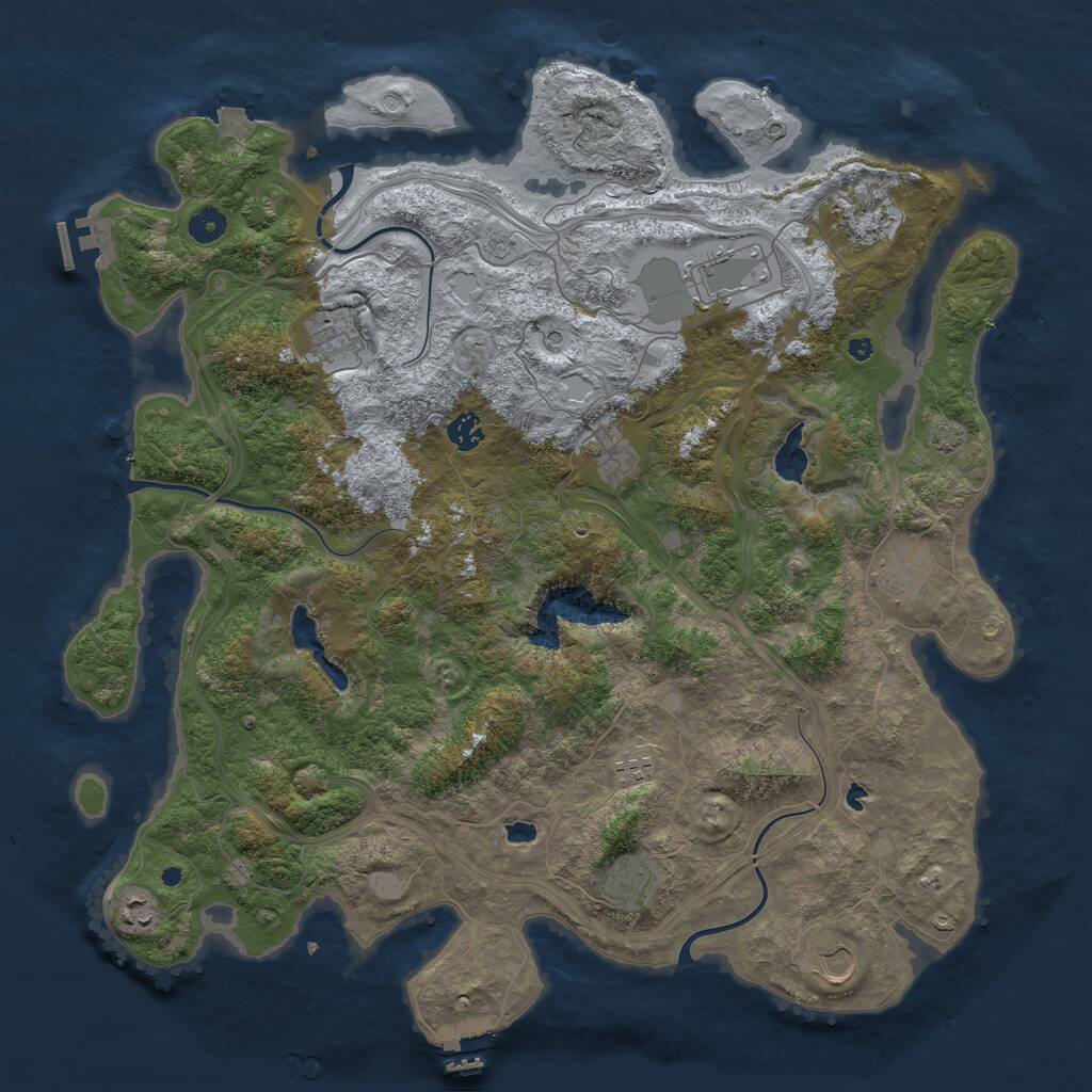 Rust Map: Procedural Map, Size: 4500, Seed: 4326105, 16 Monuments