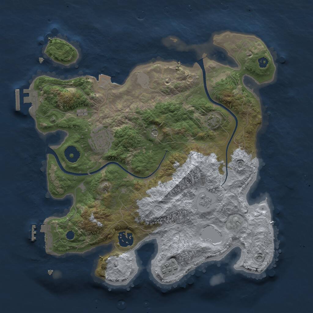 Rust Map: Procedural Map, Size: 3000, Seed: 14793, 9 Monuments