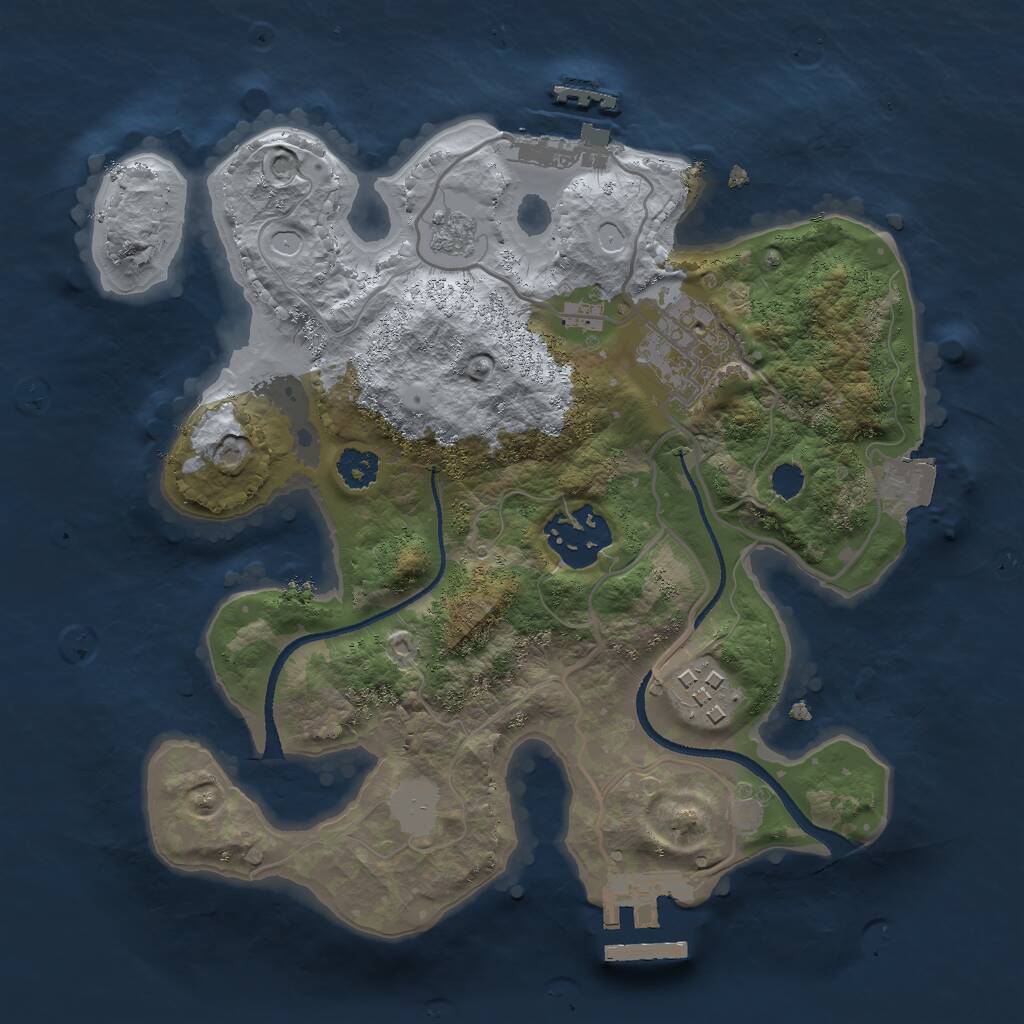 Rust Map: Procedural Map, Size: 2500, Seed: 654987, 7 Monuments