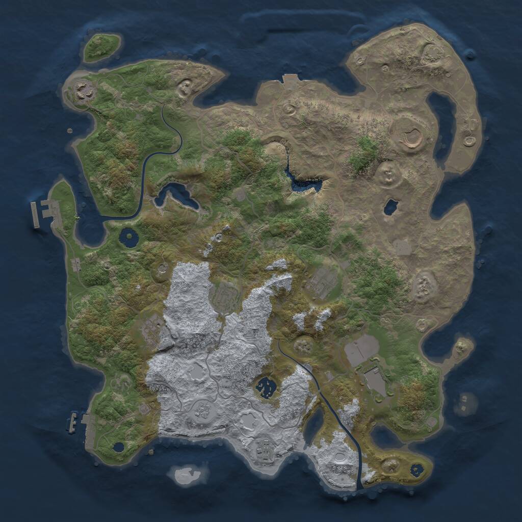Rust Map: Procedural Map, Size: 4000, Seed: 777549551, 14 Monuments