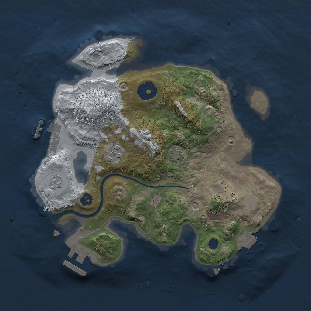 Rust Map: Procedural Map, Size: 2500, Seed: 1364806784, 7 Monuments