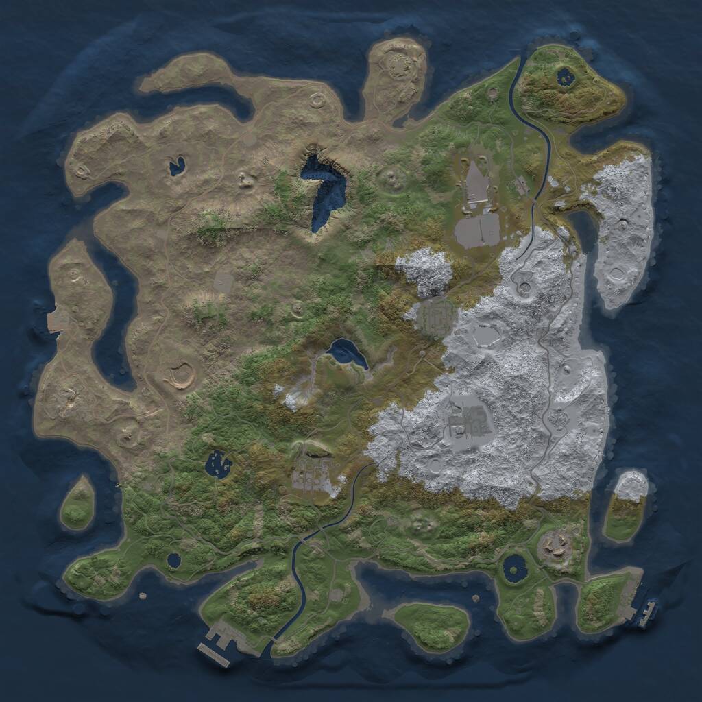 Rust Map: Procedural Map, Size: 4000, Seed: 1288580001, 13 Monuments