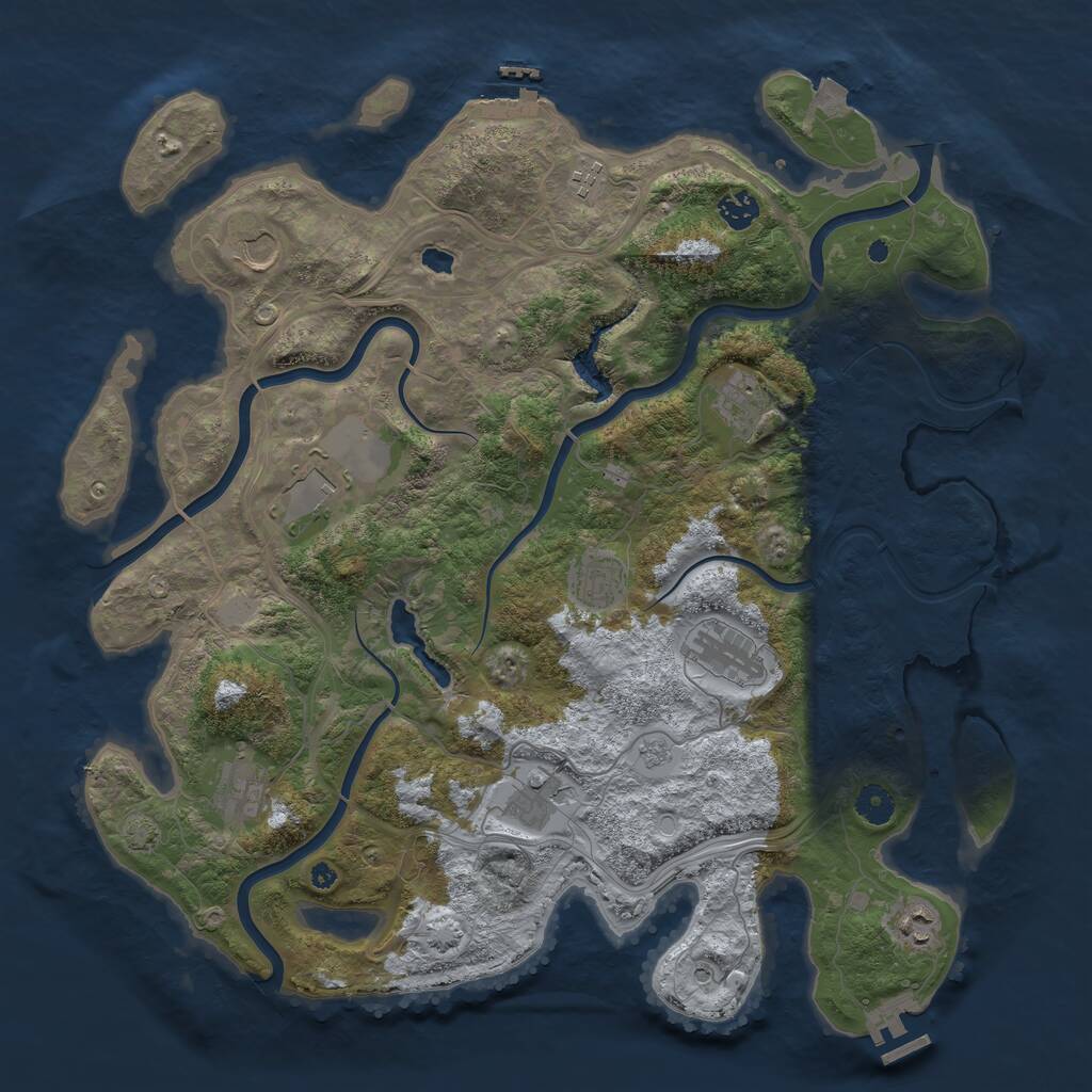 Rust Map: Procedural Map, Size: 4250, Seed: 658772150, 16 Monuments