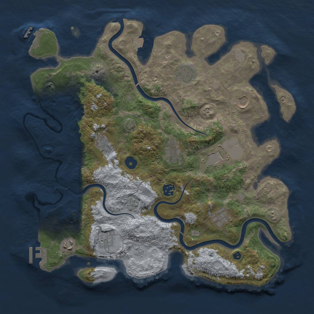 Rust Map: Procedural Map, Size: 3850, Seed: 65545, 18 Monuments