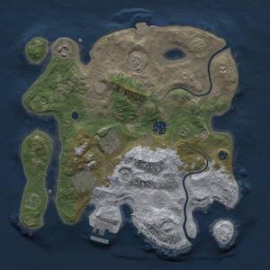 Thumbnail Rust Map: Procedural Map, Size: 3000, Seed: 1681236077, 9 Monuments