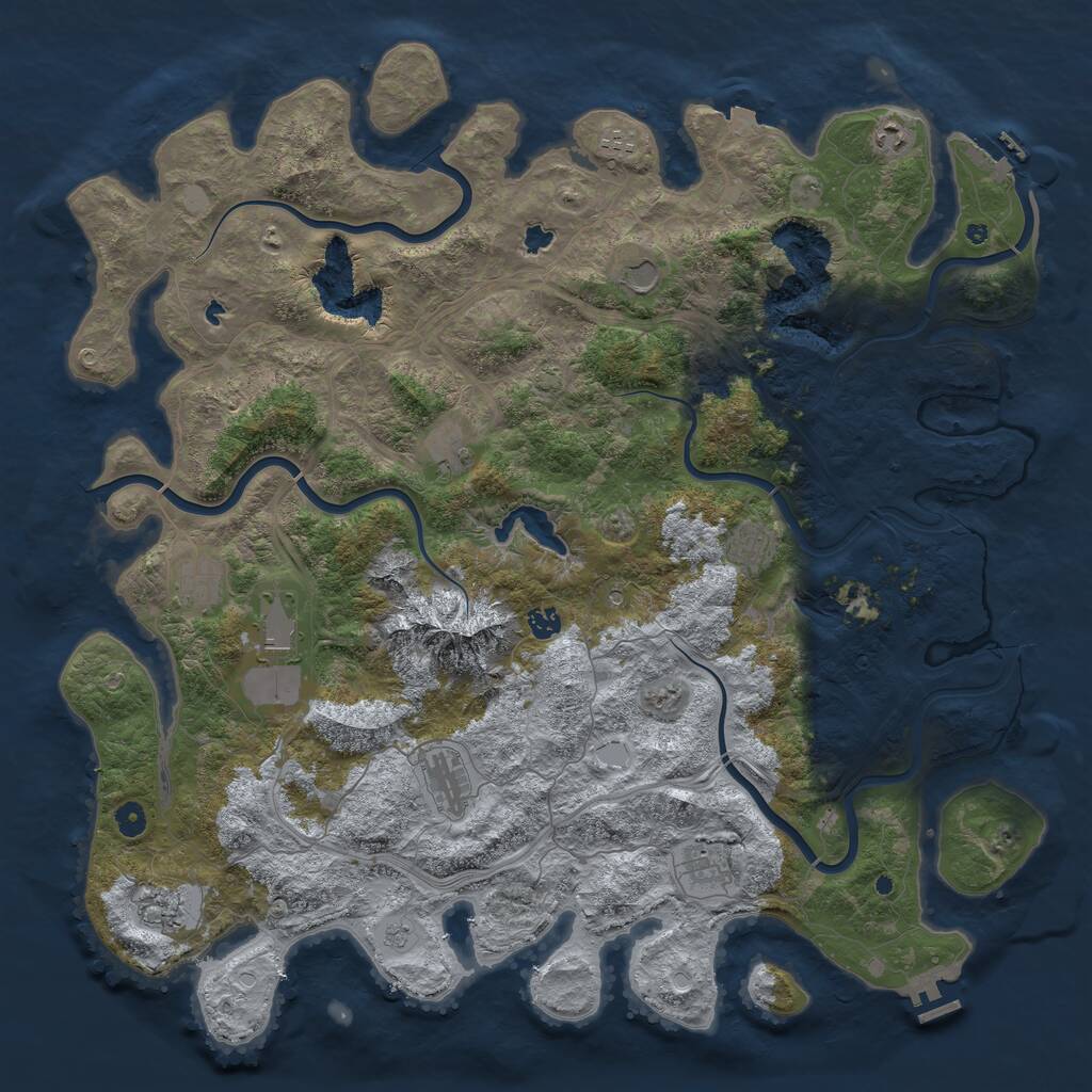 Rust Map: Procedural Map, Size: 5000, Seed: 1090734905, 17 Monuments