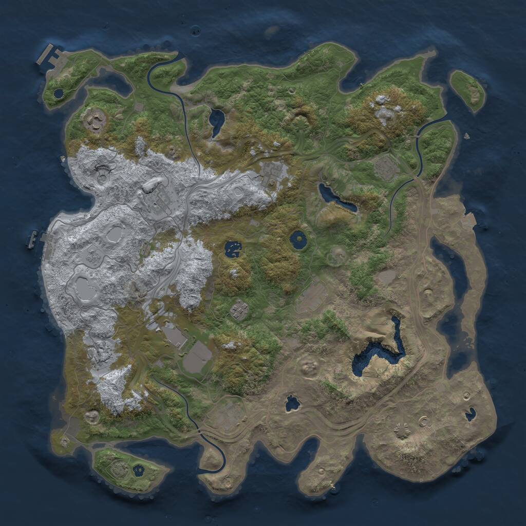 Rust Map: Procedural Map, Size: 4500, Seed: 1081978820, 16 Monuments