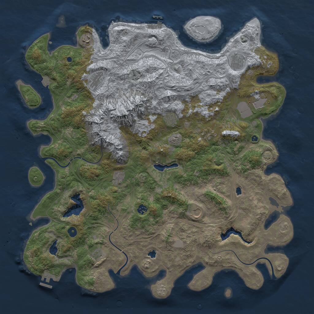 Rust Map: Procedural Map, Size: 5000, Seed: 1891110721, 17 Monuments