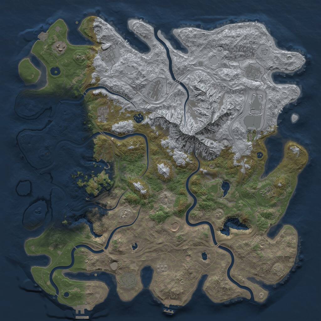 Rust Map: Procedural Map, Size: 5000, Seed: 21874, 17 Monuments
