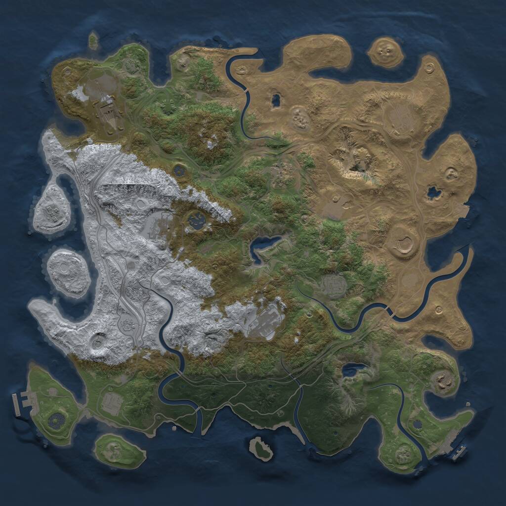 Rust Map: Procedural Map, Size: 4500, Seed: 1212994408, 19 Monuments